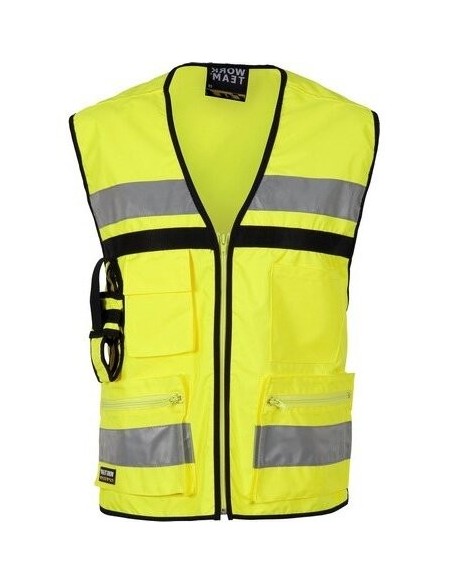  Chaleco de seguridad con multolsillos personalizado amarillo