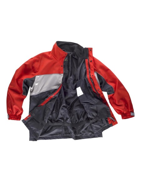Parka sport rojo gris negro