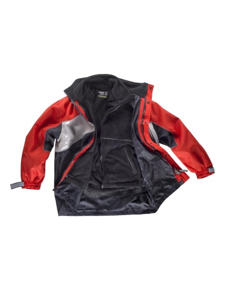  Parka sport rojo gris negro