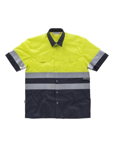  Camisa de alta visibilidad de manga corta bicolor marino amarillo a.v.