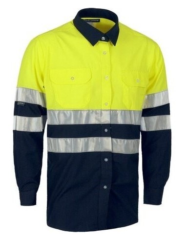 Camisa bicolor de alta visibilidad de manga larga amarilla