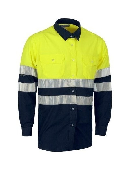 Camisa bicolor de alta visibilidad de manga larga amarilla
