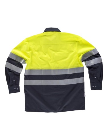  Camisa bicolor de alta visibilidad de manga larga marino amarillo a.v.