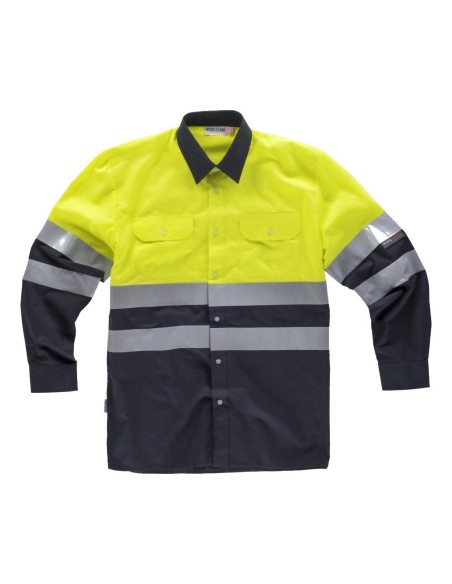  Camisa bicolor de alta visibilidad de manga larga marino amarillo a.v.