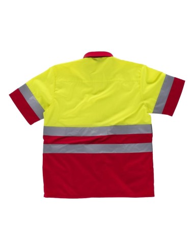  Camisa bicolor con botones y bandas reflectantes rojo amarillo a.v.