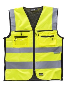 Chaleco multibolsillos de alta visbilidad personalizado amarillo 2