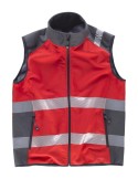 Chaleco laboral rojo cortavientos con cintas reflectantes