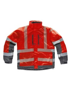 Parka fluor rojo gris oscuro