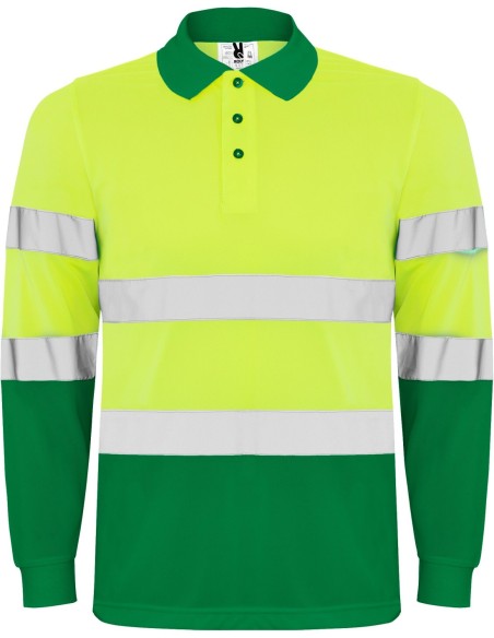 Polo Roly POLARIS alta visibilidad verde jardín/amarillo flúor