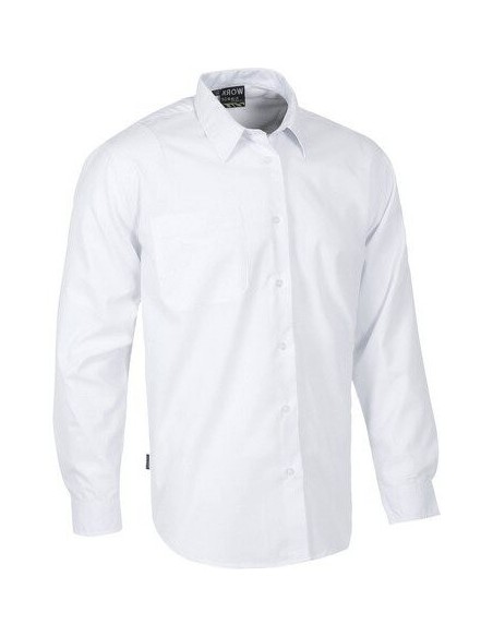  Camisa de manga larga con bolsillo blanca