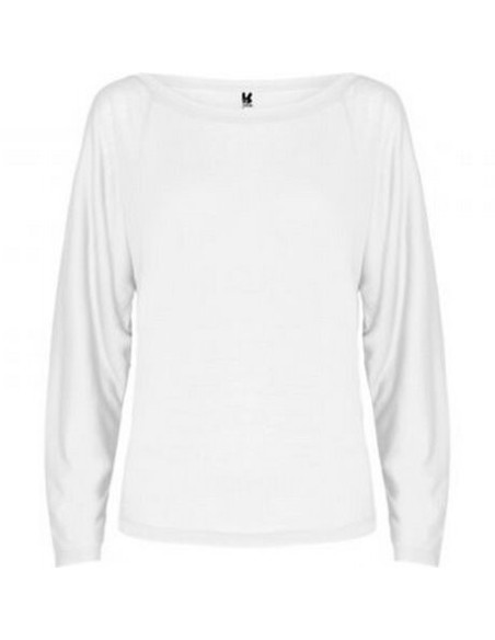 Camiseta manga larga técnica de mujer 115 gr personalizada blanca
