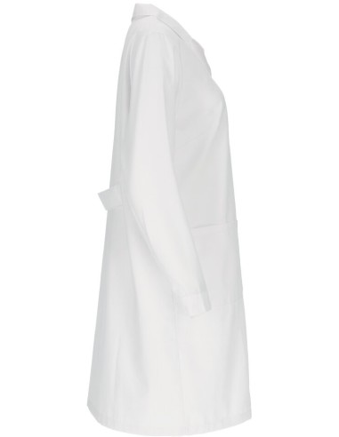 Bata sanitaria Smart mujer blanca de sarga entallada