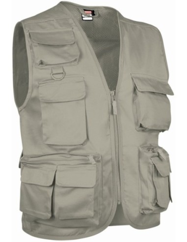  Chaleco multibolsillo SAFARI Valento personalizado beige arena