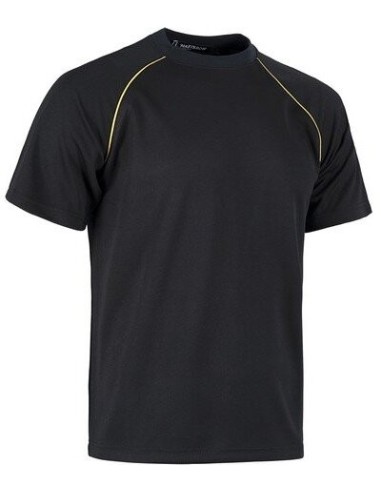 Camiseta manga corta unisex con detalles en alta visibilidad 135 gr negra