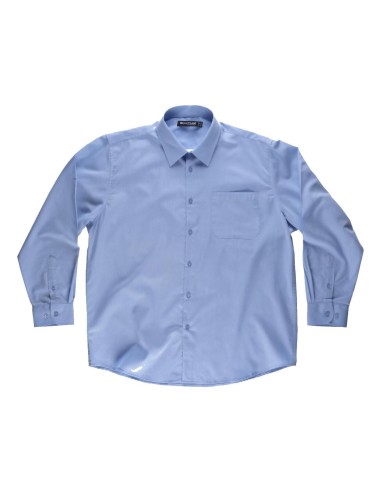 Camisa de manga larga con bolsillo celeste