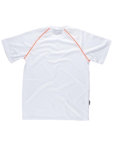  Camiseta manga corta unisex con detalles en alta visibilidad 135 gr blanco naranja a.v.