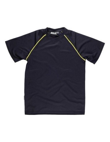  Camiseta manga corta unisex con detalles en alta visibilidad 135 gr negro amarillo a.v.