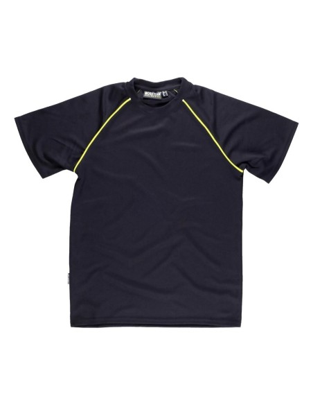 Camiseta manga corta unisex con detalles en alta visibilidad 135 gr negro amarillo a.v.
