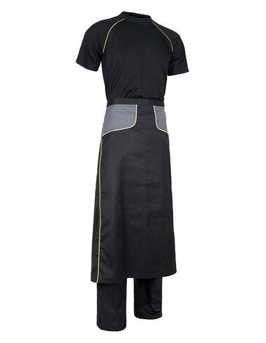 delantal bicolor antimanchas con bolsillos negro