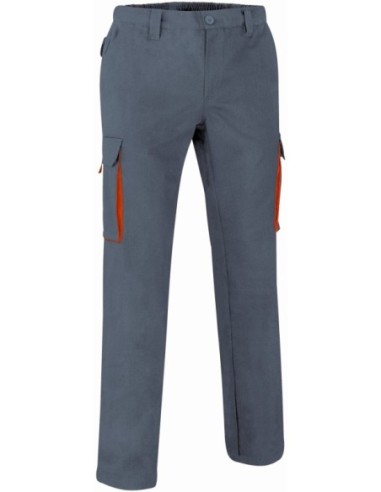 Pantalón multibolsillos Thunder Valento gris cemento-naranja fiesta