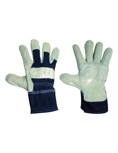  Guantes de seguridad en piel y tela vaquera gris