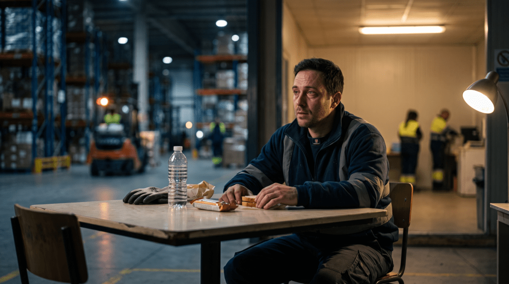 Pausa durante un turno nocturno de trabajo